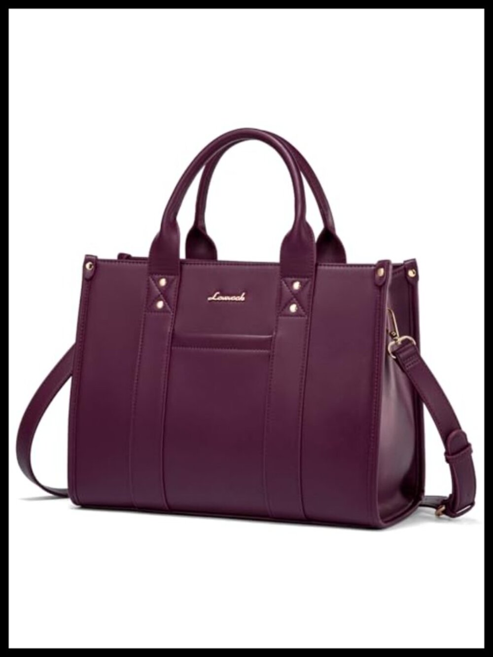 Faux Leather Satchel Tote Purse Top Handle Crossbody Bag Fits 13 inch Laptop